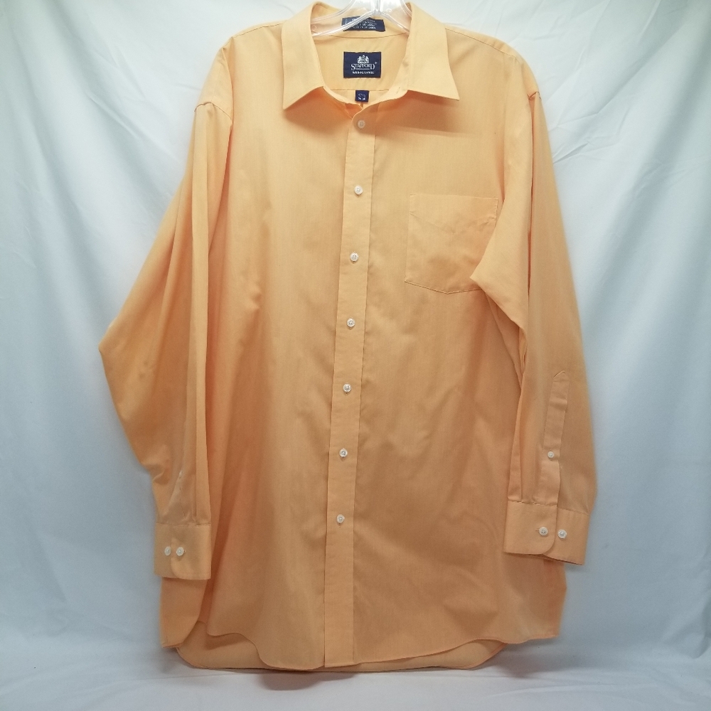 Stafford Wrinkle Free Mens Size 17 1/2 34-35 Shirt Long Sleeve Button Up